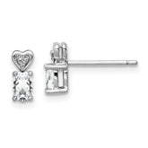 Sterling Silver Rhodium-plated White Topaz & Diam. Earrings